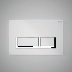 RAK Flush Plate With Polished Chrome Surrounding Rectangular Push Plates - White