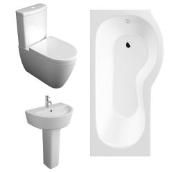 Kartell Genoa Bathroom Suite with P Shaped Shower Bath
