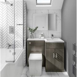 Hatfield Combination 1070mm L Shaped Basin Vanity Unit with WC Right Hand - Bodega Grey