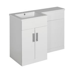 Hatfield Combination 1070mm L Shaped Basin Vanity Unit with WC Left Hand - White Gloss