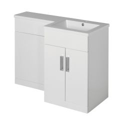 Hatfield Combination 1070mm L Shaped Basin Vanity Unit with WC Right Hand - White Gloss