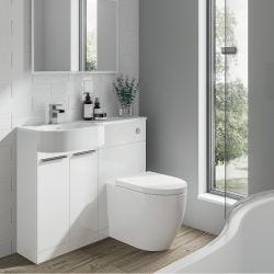 Hatfield Combination 1010mm P Shaped Basin Vanity Unit with WC Left Hand - White Gloss