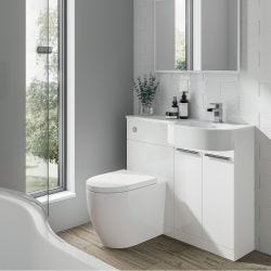 Hatfield Combination 1010mm P Shaped Basin Vanity Unit with WC Right Hand - White Gloss