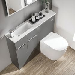 Elation Combination 1010mm Straight Basin Vanity Unit with WC - Dove Grey