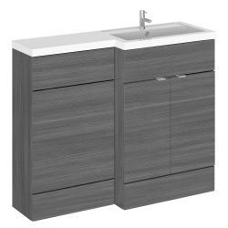 Hudson Reed Fusion Combination 1100mm L-Shaped Combination WC & Basin Unit Left Hand - Anthracite Woodgrain