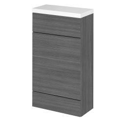 Hudson Reed Fusion Slimline 500mm WC Unit & WC Top - Anthracite Woodgrain