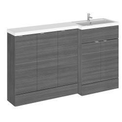 Hudson Reed Fusion Combination 1500mm L-Shaped Combination Basin & Cupboard Unit Right Hand - Anthracite Woodgrain