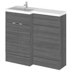 Hudson Reed Fusion Combination 1000mm L-Shaped Combination WC & Basin Unit Left Hand - Anthracite Woodgrain 
