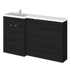 Hudson Reed Fusion Combination 1500mm L-Shaped Combination WC, Basin & Cupboard Unit Left Hand - Charcoal Black Woodgrain