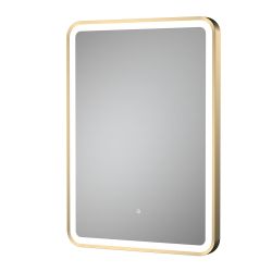 Hudson Reed 500mm x 700mm Framed LED Mirror With Touch Sensor - Brushed Brass