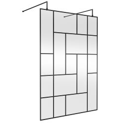 Hudson Reed Abstract Frame Wetroom Screen With Support Bars 1100mm - Matt Black