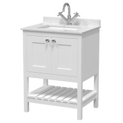 Hudson Reed Bexley 800mm Freestanding Vanity Unit & 1TH Marble Top Basin - Pure White