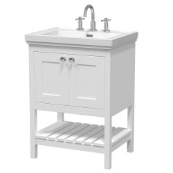 Hudson Reed Bexley 500mm Freestanding Vanity Unit & 3TH Classic Basin - Pure White