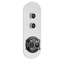 Hudson Reed Black Topaz Traditional Dual Outlet Push Button Shower Valve - Chrome