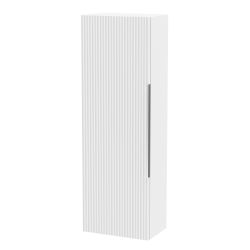 Hudson Reed Fluted 400mm Wall Hung 1 Door Tall Unit - Satin White
