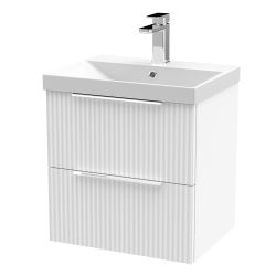 Hudson Reed Fluted 800mm Wall Hung 2 Drawer Basin Unit & Curved Basin - Satin White