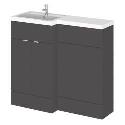 Hudson Reed Fusion Combination 1000mm L-Shaped Combination WC & Basin Unit Left Hand - Gloss Grey