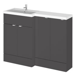 Hudson Reed Fusion Combination 1200mm L-Shaped Combination Basin & Cupboard Unit Left Hand - Gloss Grey