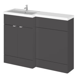 Hudson Reed Fusion Combination 1200mm L-Shaped Combination WC & Basin Unit Left Hand - Gloss Grey