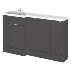 Hudson Reed Fusion Combination 1500mm L-Shaped Combination Basin & Cupboard Unit Left Hand - Gloss Grey