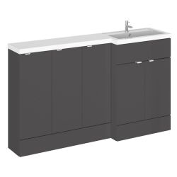Hudson Reed Fusion Combination 1500mm L-Shaped Combination Basin & Cupboard Unit Right Hand - Gloss Grey