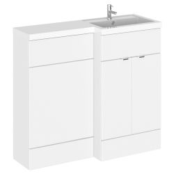 Hudson Reed Fusion Combination 1000mm L-Shaped Combination WC & Basin Unit Right Hand - Gloss White