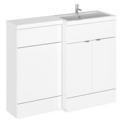 Hudson Reed Fusion Combination 1100mm L-Shaped Combination WC & Basin Unit Right Hand - Gloss White