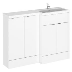 Hudson Reed Fusion Combination 1200mm L-Shaped Combination Basin & Cupboard Unit Right Hand - Gloss White