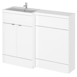Hudson Reed Fusion Combination 1200mm L-Shaped Combination WC & Basin Unit Left Hand - Gloss White