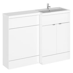 Hudson Reed Fusion Combination 1200mm L-Shaped Combination WC & Basin Unit Right Hand - Gloss White 