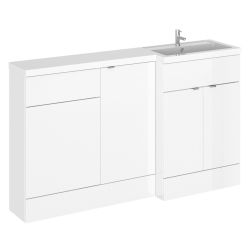 Hudson Reed Fusion Combination 1500mm L-Shaped Combination Cupboard, Basin & WC Unit Right Hand - Gloss White