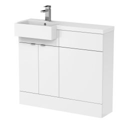 Hudson Reed Fusion Slimline 1000mm Combination Toilet & Basin Unit with Left Hand Semi Recessed Square Basin - Gloss White