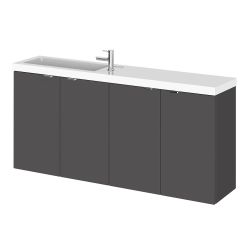 Hudson Reed Fusion Slimline Wall Hung 1200mm 4 Door Vanity Unit & Basin - Gloss Grey