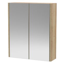 Hudson Reed Juno 2 Door Mirrored Cabinet 600mm x 715mm - Chesnut Oak Woodgrain