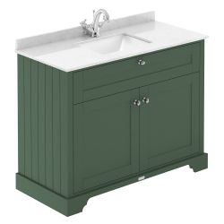 Hudson Reed Old London 1000mm Cabinet & 1TH Square Basin with White Marble Top - Hunter Green
