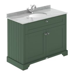 Hudson Reed Old London 1000mm 2 Door Cabinet & 1TH Basin With Grey Marble Top - Hunter Green