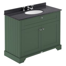 Hudson Reed Old London 1000mm 2 Door Cabinet & 3TH Basin With Black Marble Top - Hunter Green