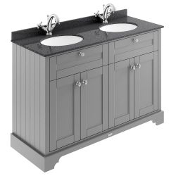Hudson Reed Old London 1200mm Cabinet & 1TH Double Basin with Black Marble Top - Storm Grey