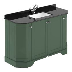 Hudson Reed Old London 1200mm 4 Door Angled Unit & 1TH Basin With Black Marble Top - Hunter Green