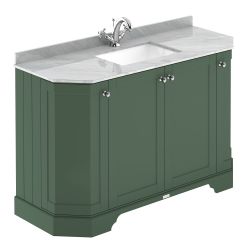 Hudson Reed Old London 1000mm 4 Door Angled Unit & 3TH Basin With Black Marble Top - Hunter Green