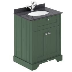 Hudson Reed Old London 600mm 2 Door Cabinet & 1TH Basin With Black Marble Top - Hunter Green
