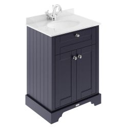 Hudson Reed Old London 600mm Cabinet & 1TH Basin with White Marble Top - Twilight Blue