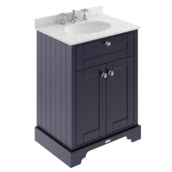 Hudson Reed Old London 600mm Cabinet & 3TH Basin with Grey Marble Top - Twilight Blue