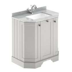 Hudson Reed Old London 750mm 3 Door Freestanding Angled Unit & 1TH Basin With Grey Marble Top - Timeless Sand