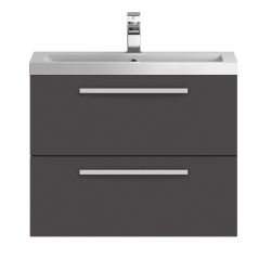 Hudson Reed Quartet 720mm Cabinet & Basin - Gloss Grey