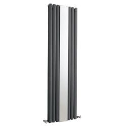 Hudson Reed Revive Double Panel Designer Radiator with Mirror 1800mm x 499mm - Anthracite