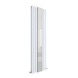 Hudson Reed Revive Vertical Double Panel Designer Radiator with Mirror 1800mm x 499mm - High Gloss White
