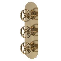 Hudson Reed Revolution Industrial Triple Concealed Shower Valve with Diverter - Brushed Brass