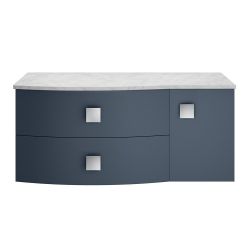 Hudson Reed Sarenna Wall Hung 1000mm Cabinet & Grey Marble Top Left Hand - Mineral Blue