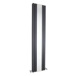 Hudson Reed Sloane Double Panel Designer Radiator with Mirror 1800mm x 381mm - Anthracite